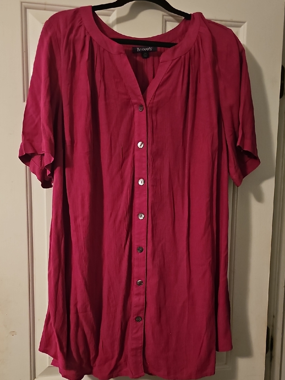Fuchsia Button-Front Women's Shirt